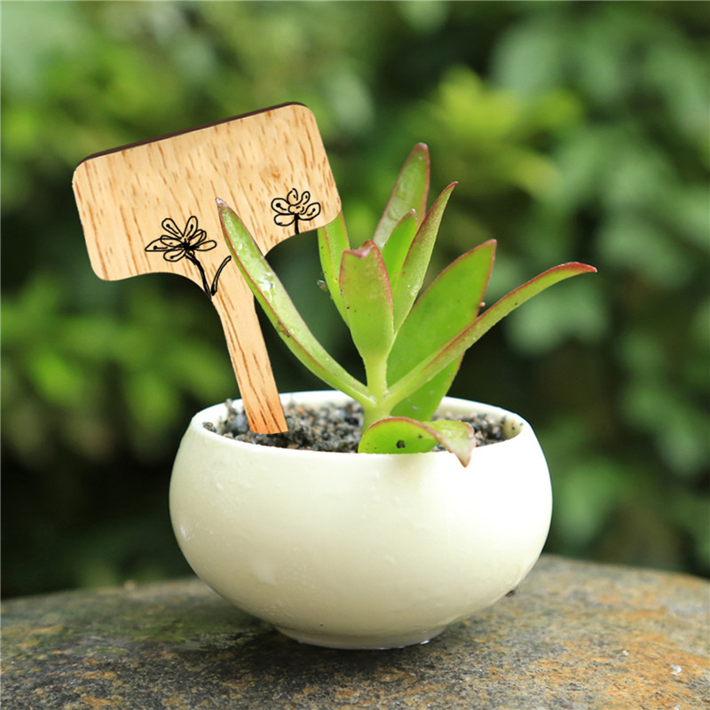 Eco-Friendly T-Type Bamboo Plant Labels, Sustainable Wooden Garden Markers for Bonsai, Herbs, Flowers & Seedlings