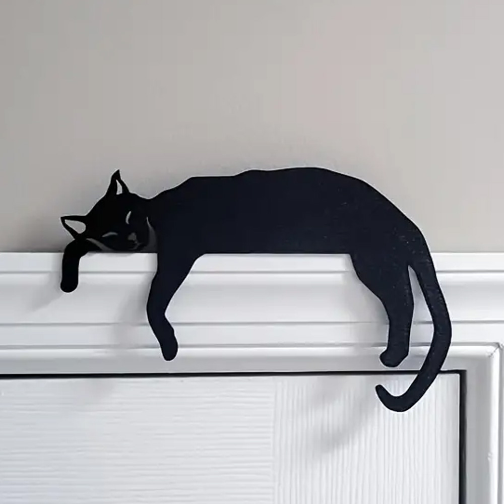 Rustic Cat Door Topper Wooden Over Door Decoration for Kitchen & Home