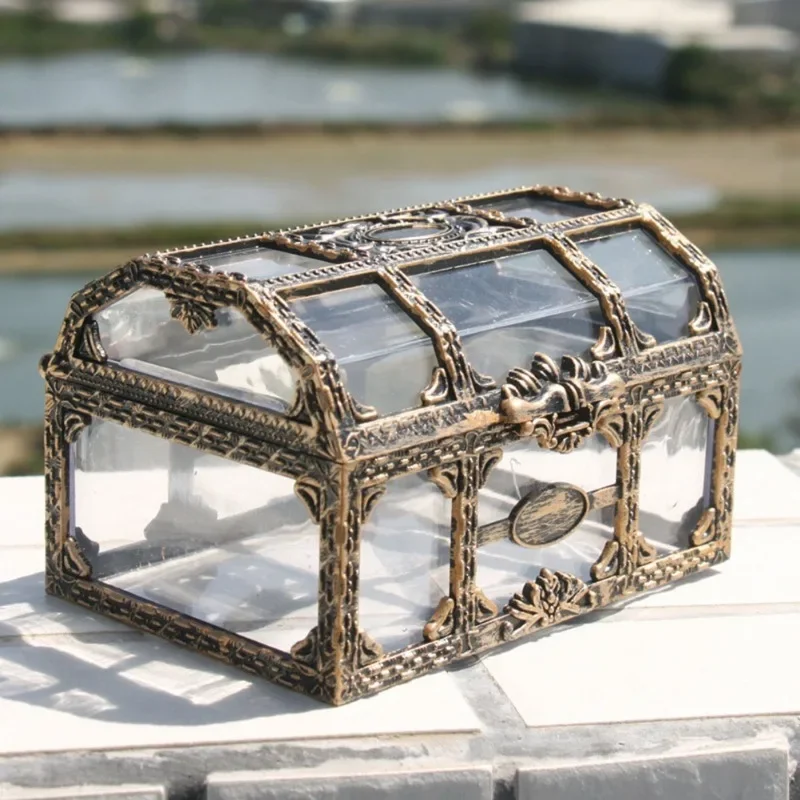 Plastic Transparent Pirate Treasure Box, Crystal Gem Jewelry Box, Storage Organizer Chest, Treasure for Jewelry, Trinket