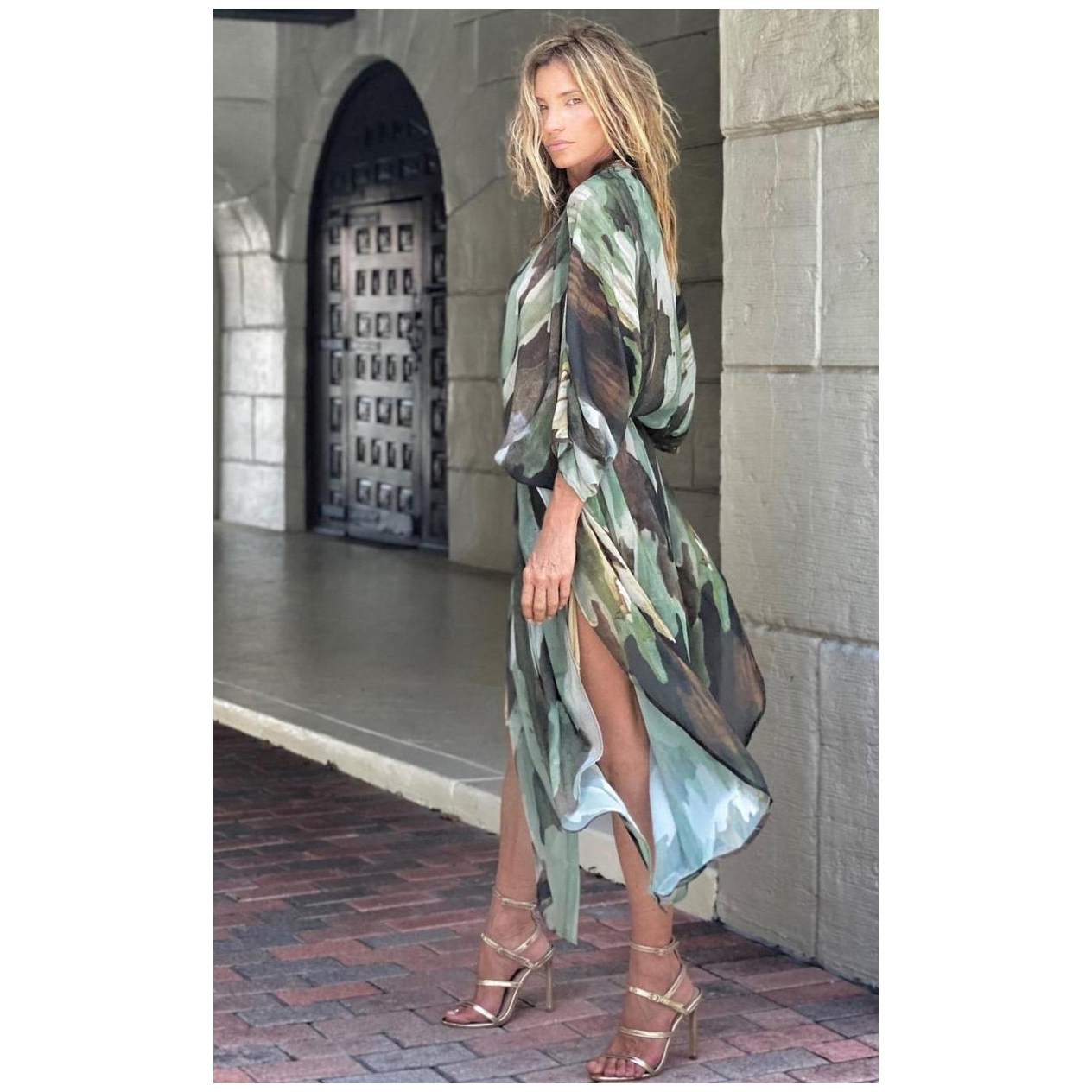 Stylish Tie Dye BIKINI Women Beach Dress, Long Open Front Cover-Ups, Outfits Bathing Suit