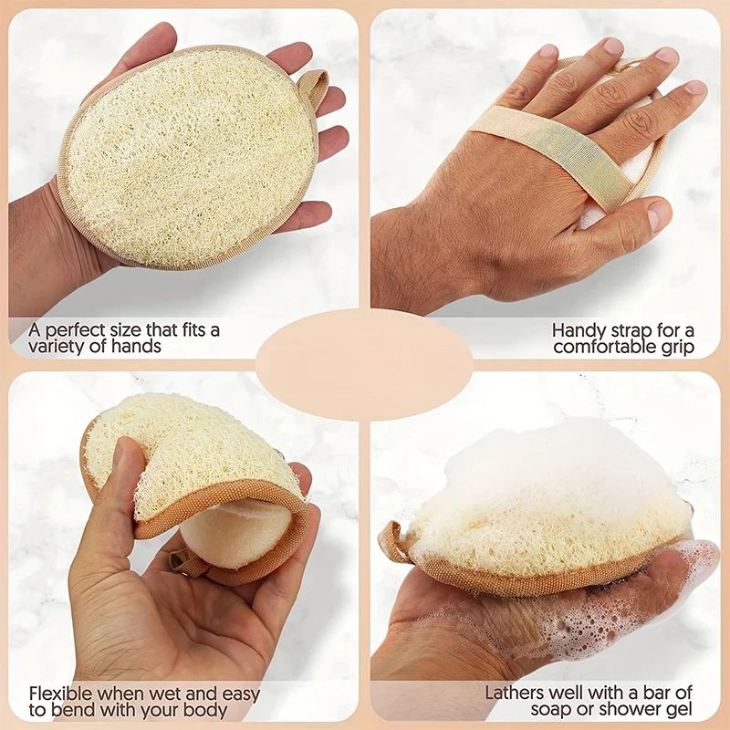 Natural Loofah Body Scrubber Soft Exfoliating Shower Sponge Skin Care Pad
