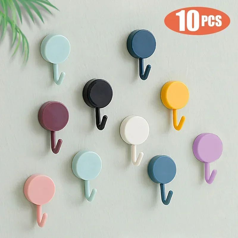 10-Pack Strong Self-Adhesive Wall Hooks
