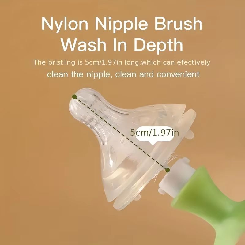 2-in-1 Milk Bottle Cleaning Brush with Nipple Brush & Suction Cup