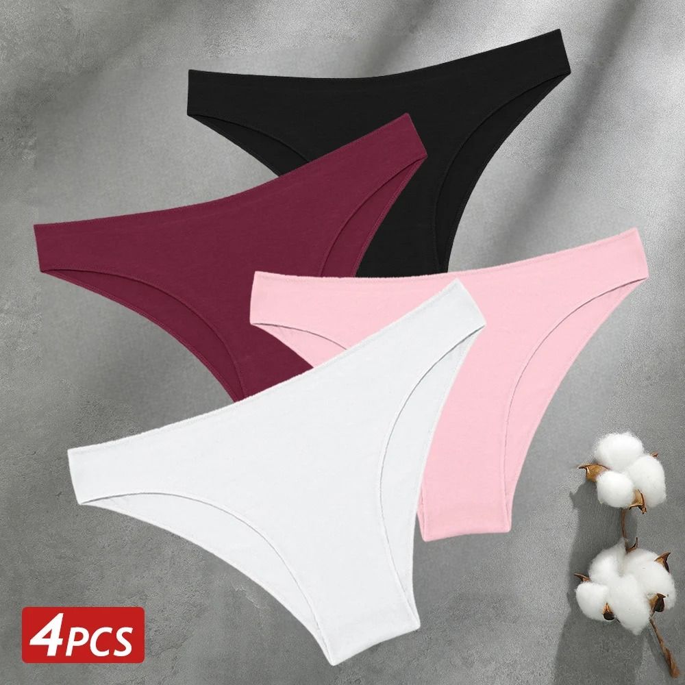 Women Seamless Cotton Panties Set Breathable Low Waist Briefs
