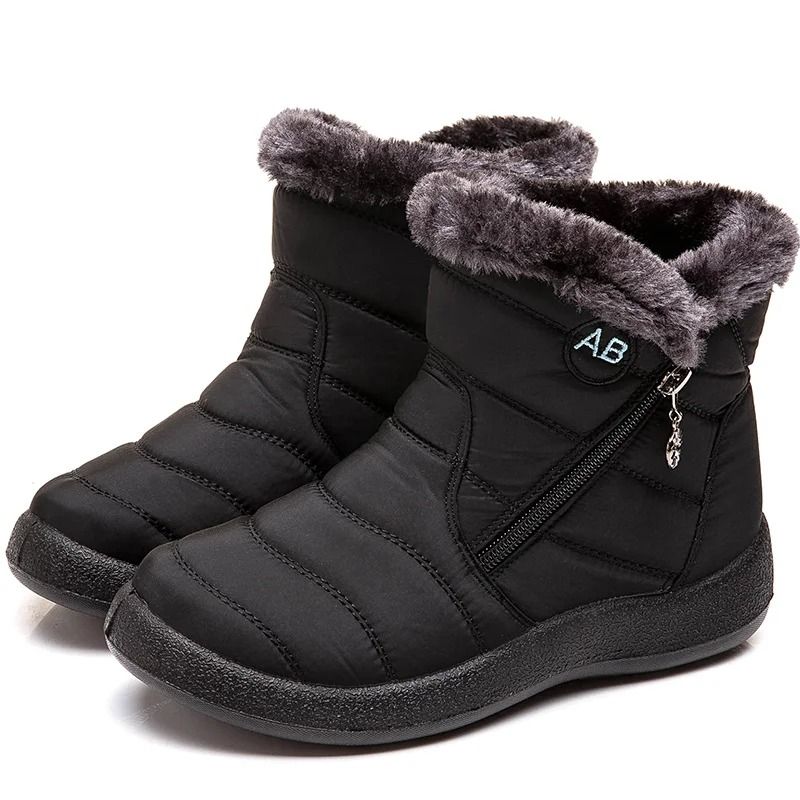Fur-Lined Ankle Footwear with Anti-Slip Low Heels