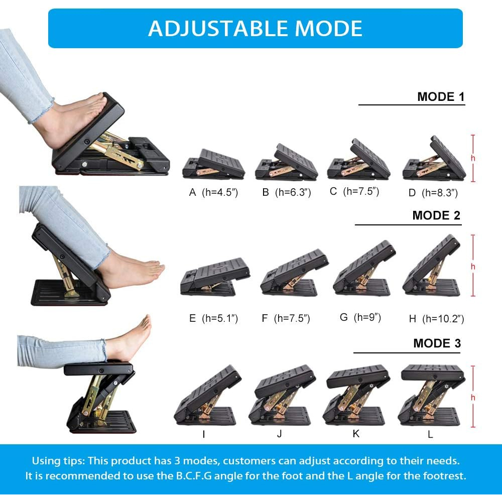 Adjustable Footrest with Removable Soft Pad, Load Massaging Beads, Home Use