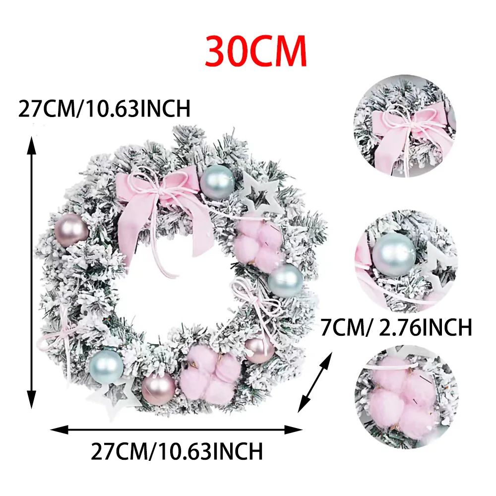 Pink Snowflake Christmas Wreath Door Hanging Holiday Decoration