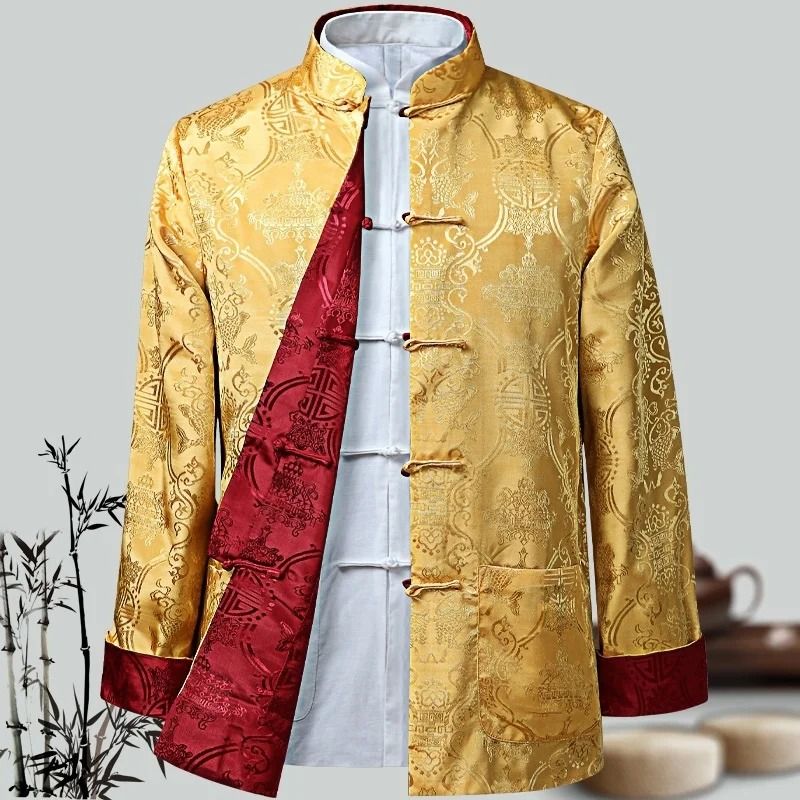 Mens Traditional Dragon Embroidered Tang Suit Jacket