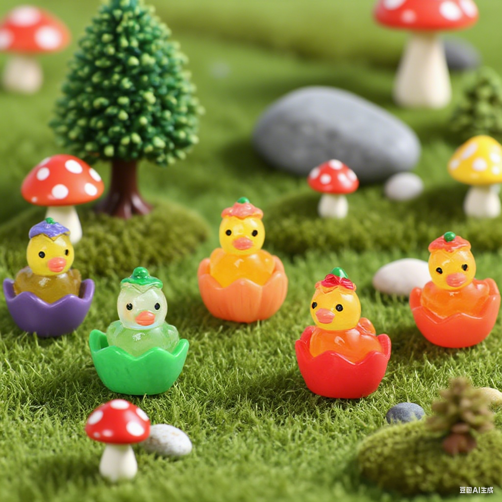 Glow in The Dark Luminous Resin Ducks, Vegetable Fruit Style, Tiny Animal Figures for Home Decor