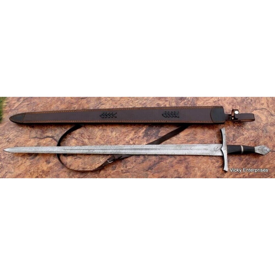 Custom Handmade Damascus Steel Sword Forged Viking Unique Outdoor Double Edged