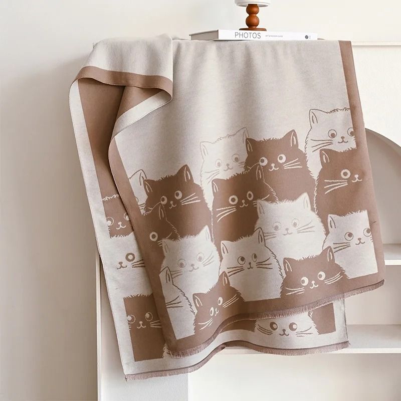2024 Fashion Cute Cat Jacquard Pashmina | Premium Cashmere Winter Warmth Shawl & Coldproof Blanket System