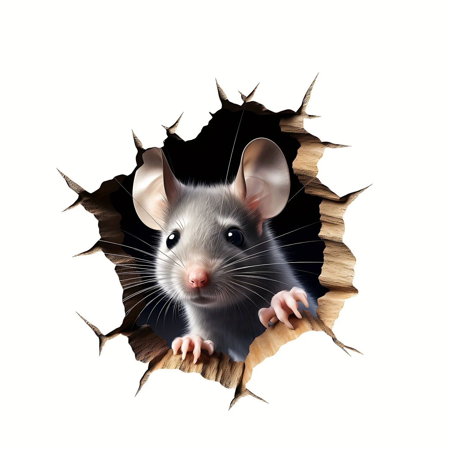 Delightful 3D Mouse Hole Wall Sticker – Removable Vinyl Wall Decal for Playful Home Decor