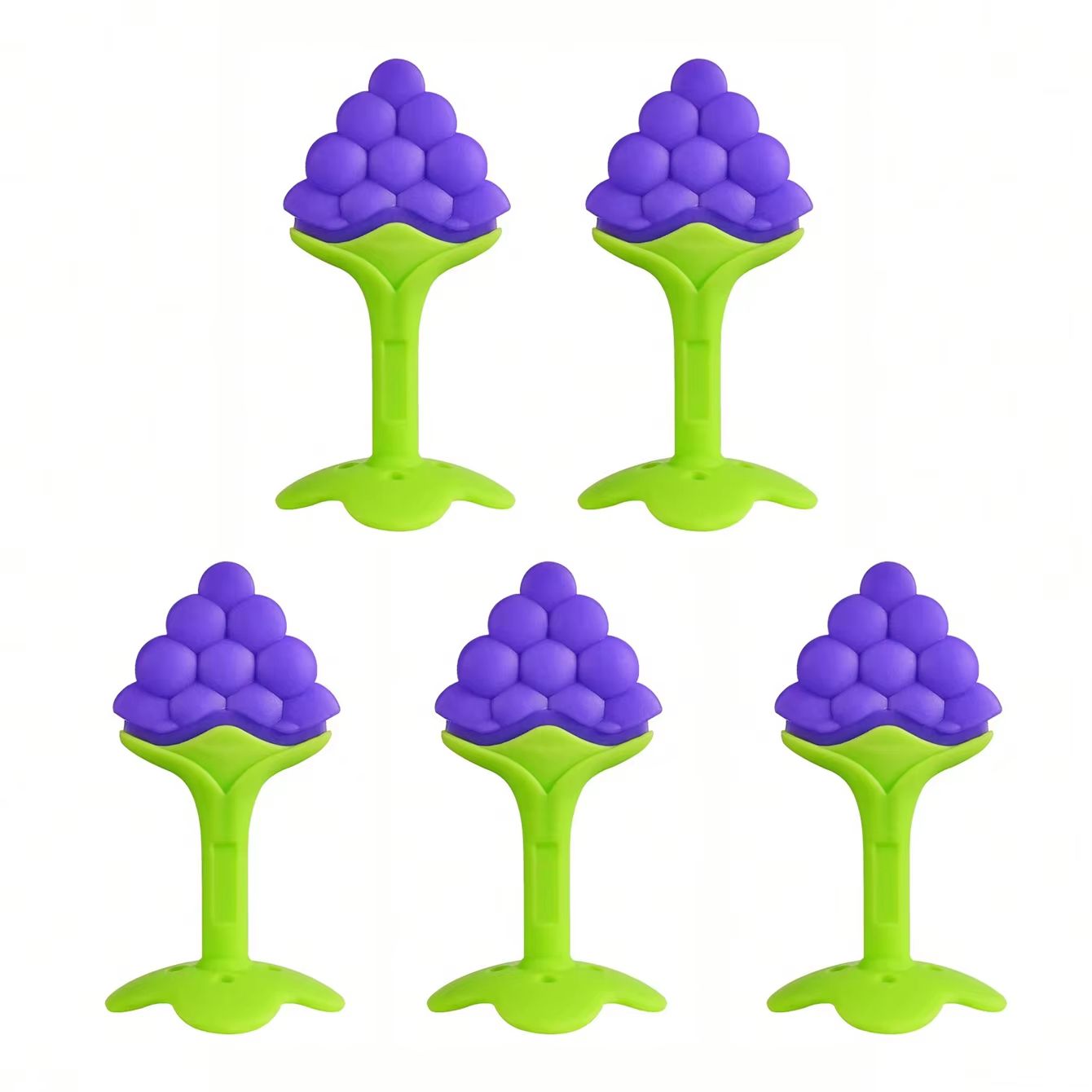 Soft Silicone Strawberry & Grape-Shape Baby Teether Ring