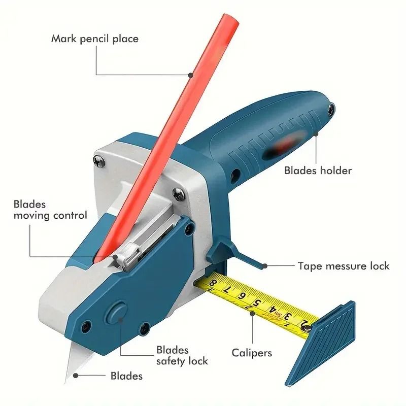 Plasterboard Edger with 5M Tape Measure and Precision Drywall Cutting Carpentry Tool