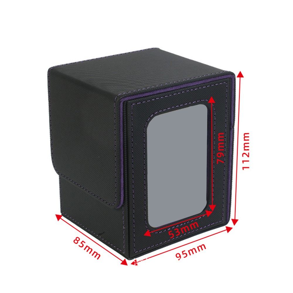 Premium PU Leather Trading Card Deck Box with Window Flannel Lined MTG Card Holder Case