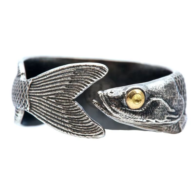 Buyee 925 Sterling Silver Fish Open Ring – Unique Animal Jewelry for Men & Women