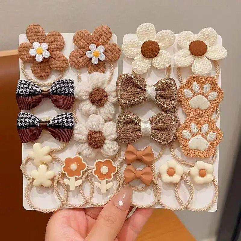 Cute Milk Coffee Series Hair Rope – Aesthetic Bow Headband and High-Elastic Rubber Bands for Little Girls