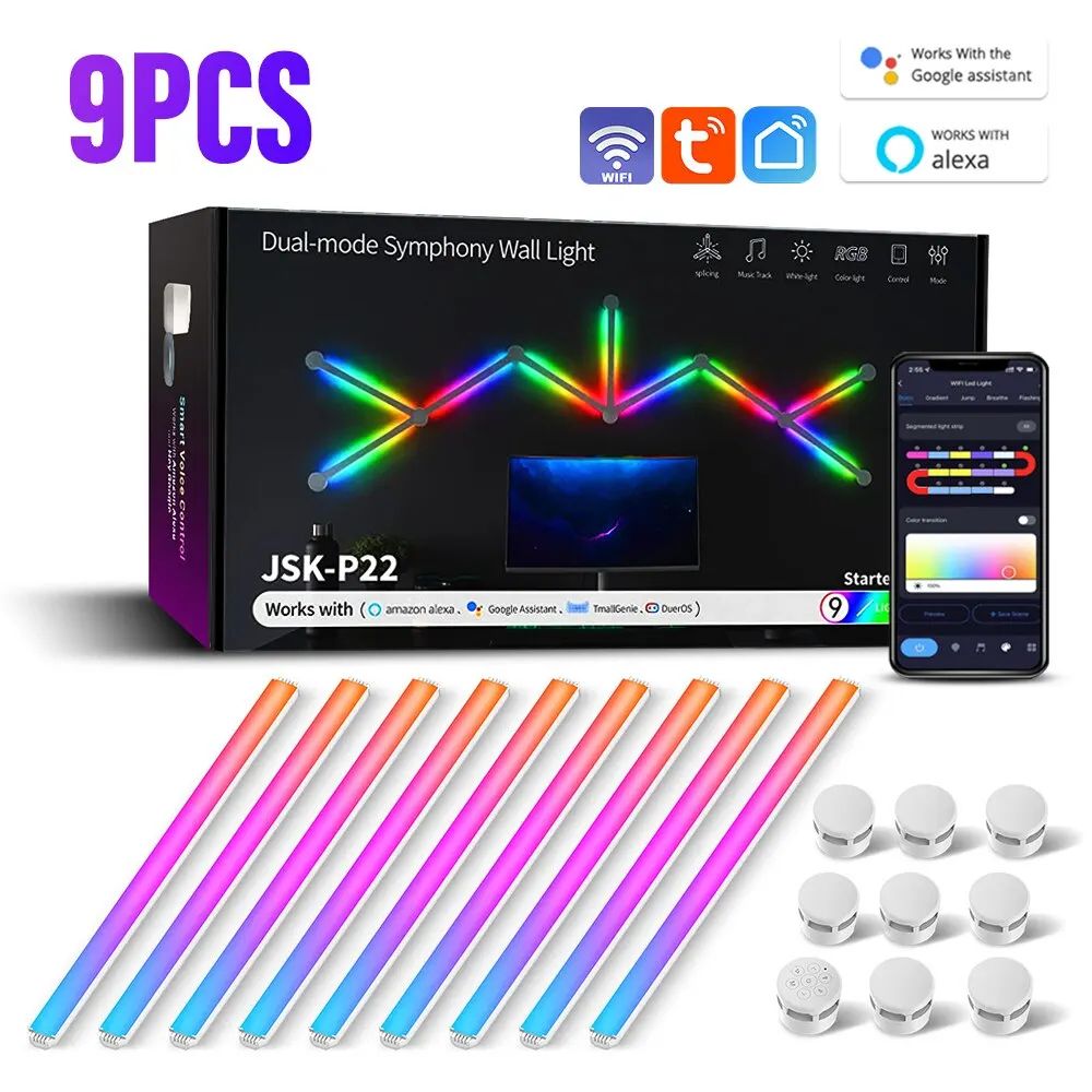 RGB Smart Wall Light Panels with Bluetooth Sound Control