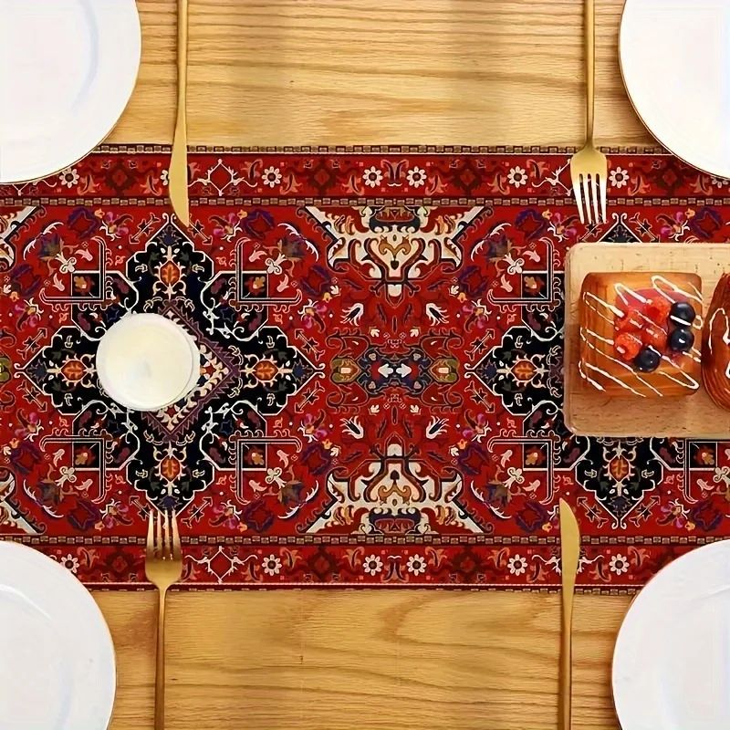 Bohemian Red Persian Stripe Table Runner