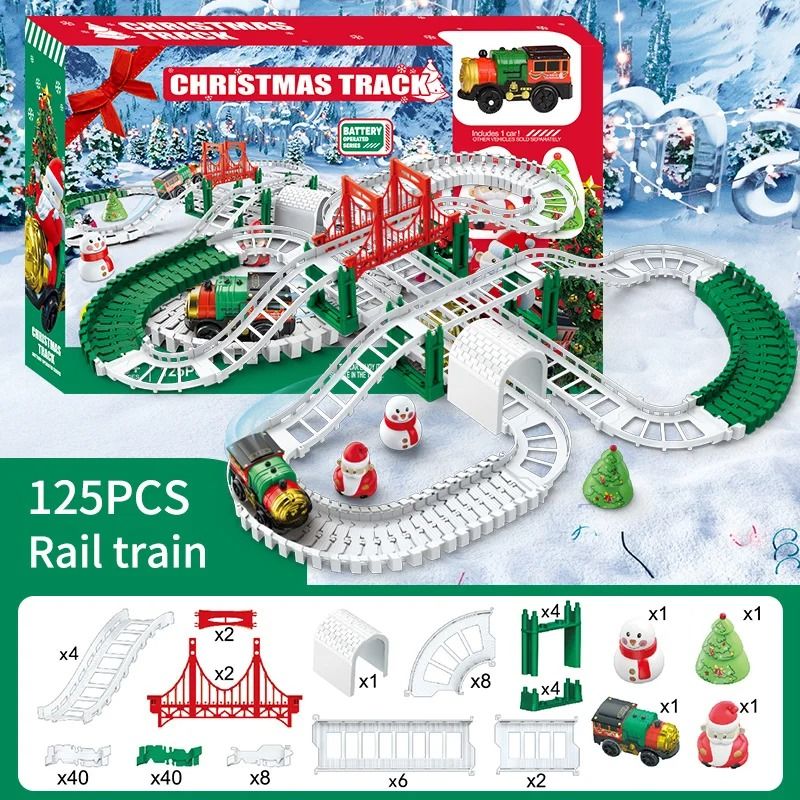 Christmas Electric Track Car Train Toy Kids Educational Racing Track Set