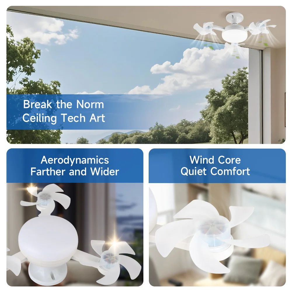 Modern LED Ceiling Fan with Remote Control and Adjustable Speed