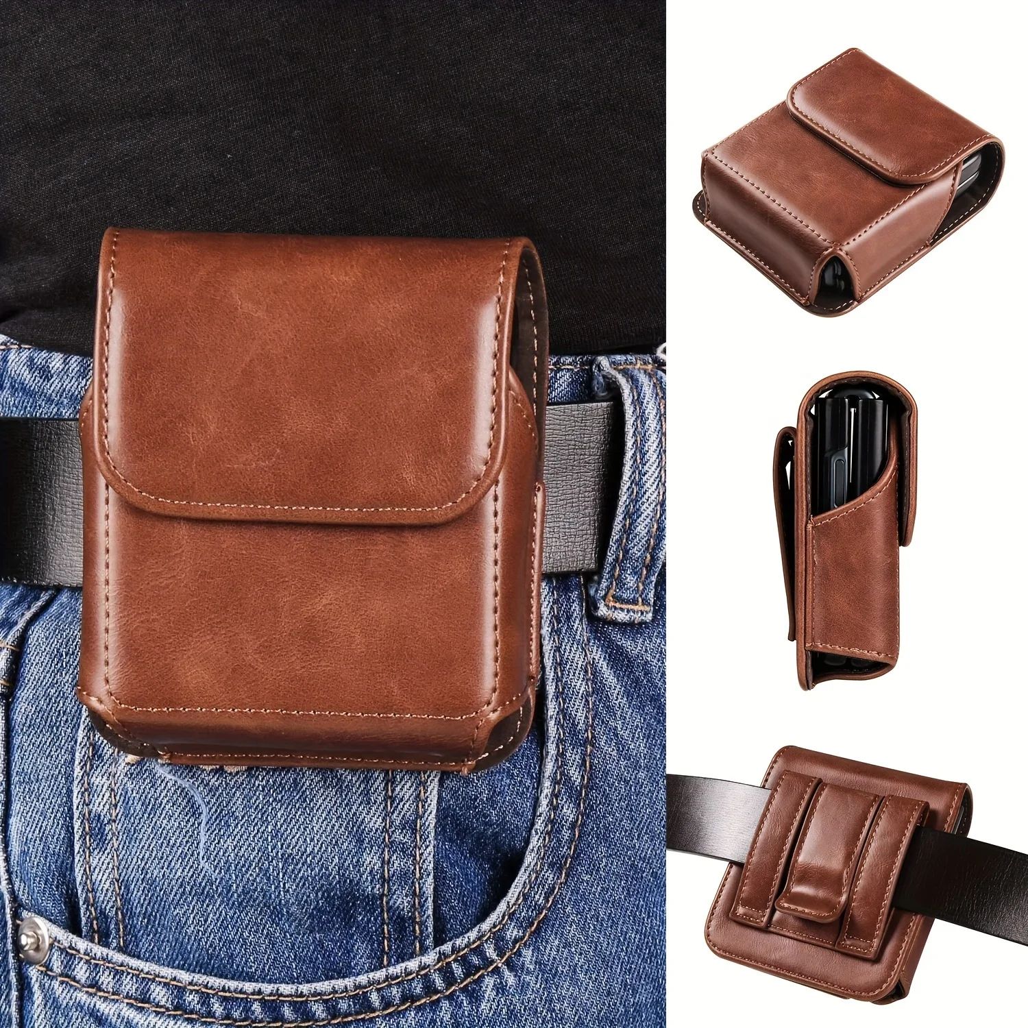 Leather Folding Phone Waist Pouch