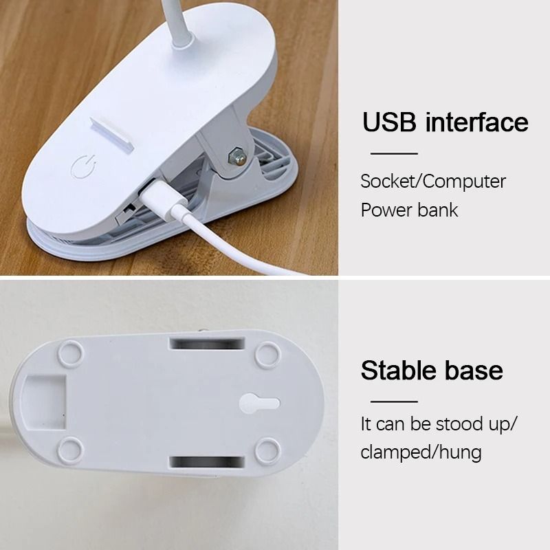 Rechargeable LED Eye Protection Clip Desktop Lamp