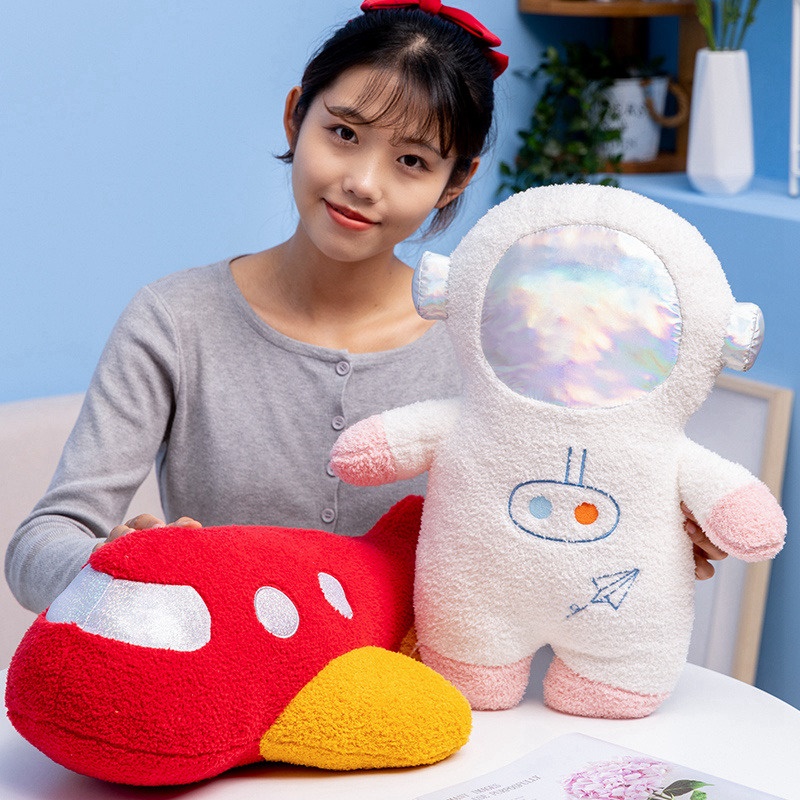 Stuffed Spaceship Throw Pillow Home Decor, 58cm Plush Rocket Astronaut Toy, Birthday Gift Space Discovery for Kids