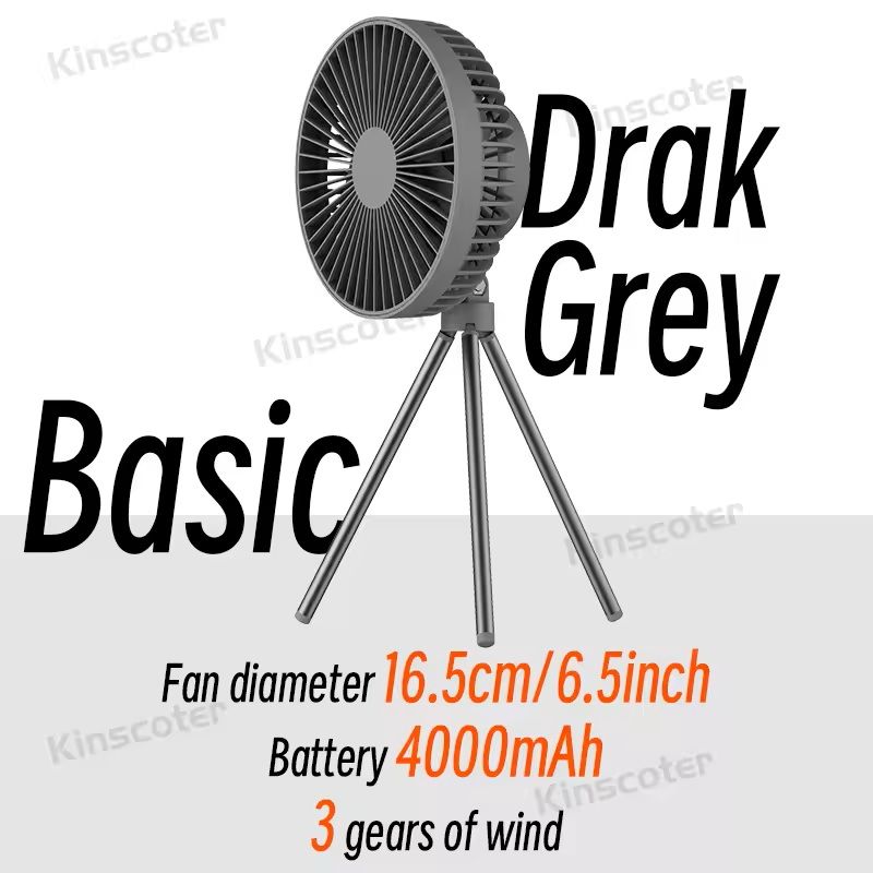 Rechargeable Camping Fan with LED Light and Power Bank