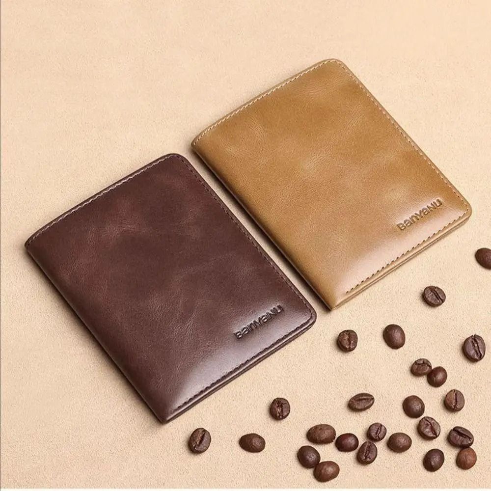 Vintage Leather Mini Wallet – RFID Blocking Money Clip – High-Yield Financial Interaction Hub