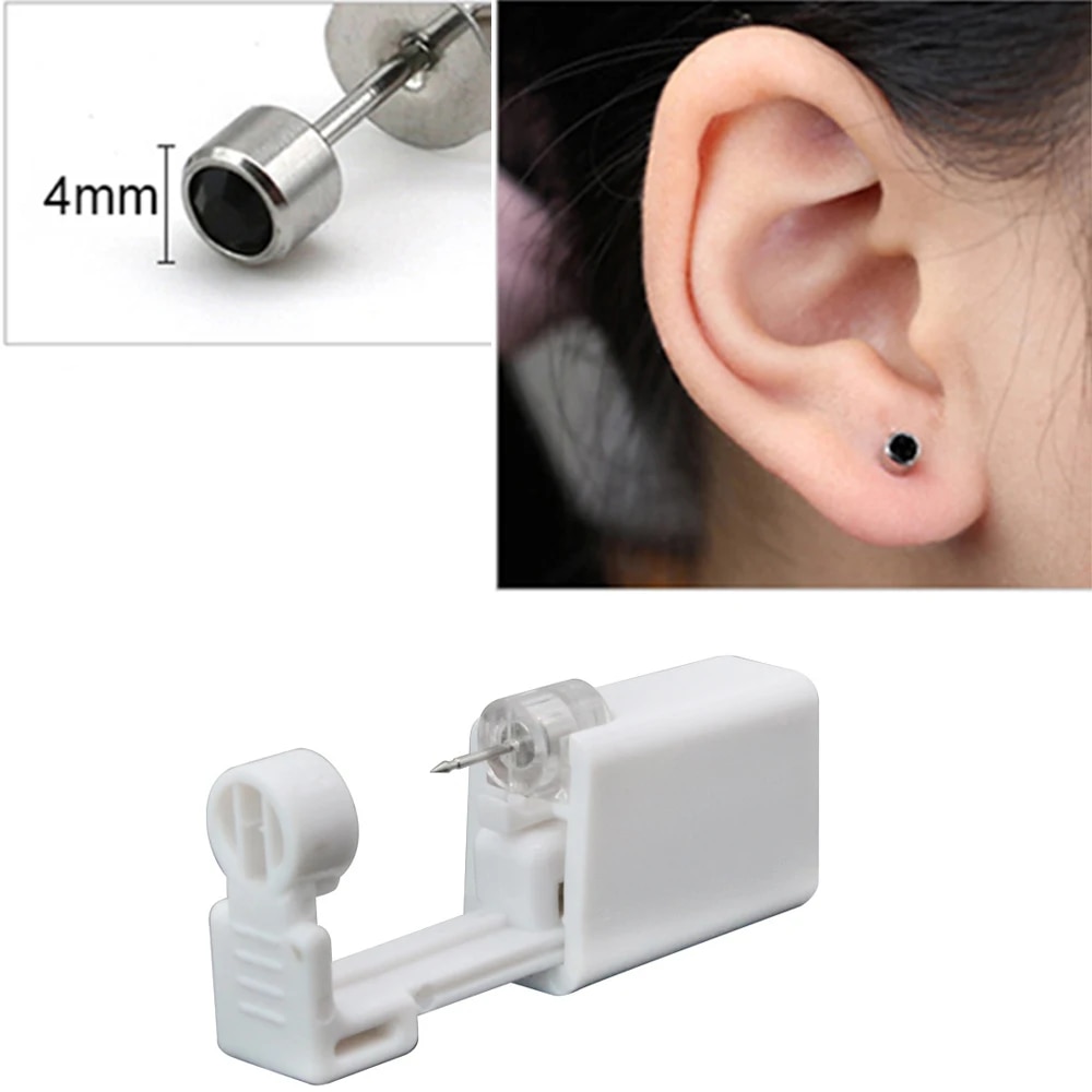 Disposable Sterile Ear Piercing Kit: Cartilage, Tragus, Helix Gun with No Pain - 1/2/4Pcs Piercer Tool & Stud Jewelry