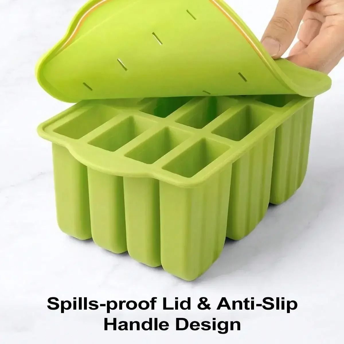 Reusable Silicone Popsicle Molds with Wooden Sticks