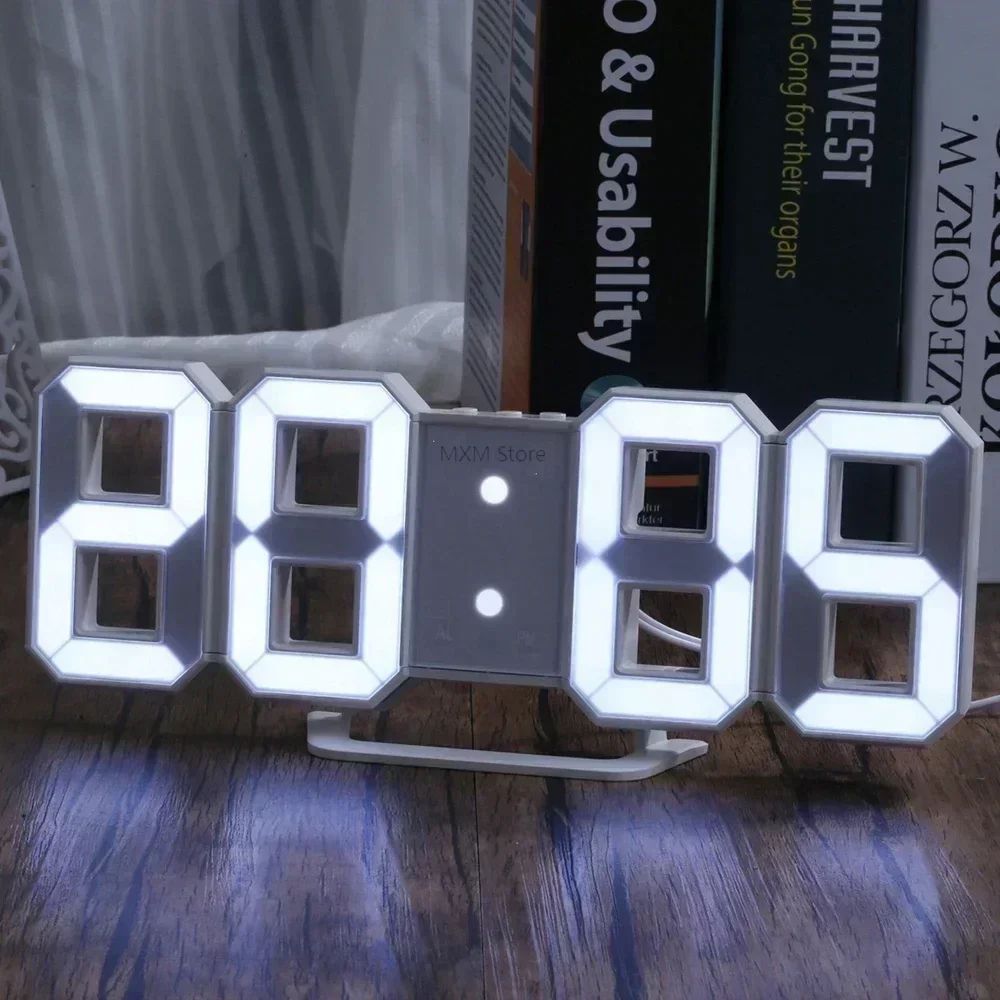 3D LED Digital Wall Clock – Modern Glow Night Mode Display Clock with Temperature & Alarm