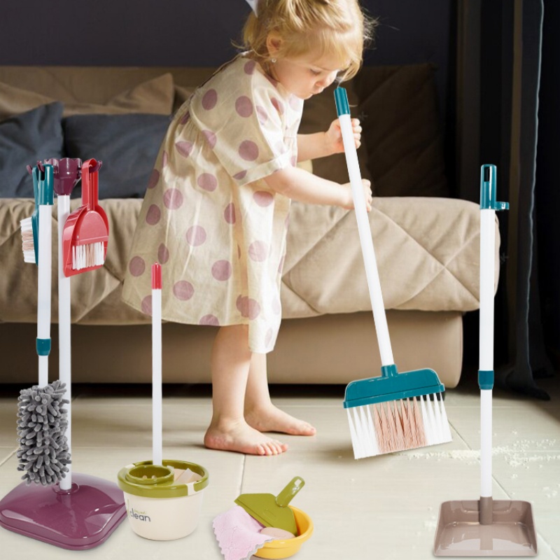 Kids Pretend Play Cleaning Tool Set, Broom, Vacuum, & Hygiene Toys for Household Fun