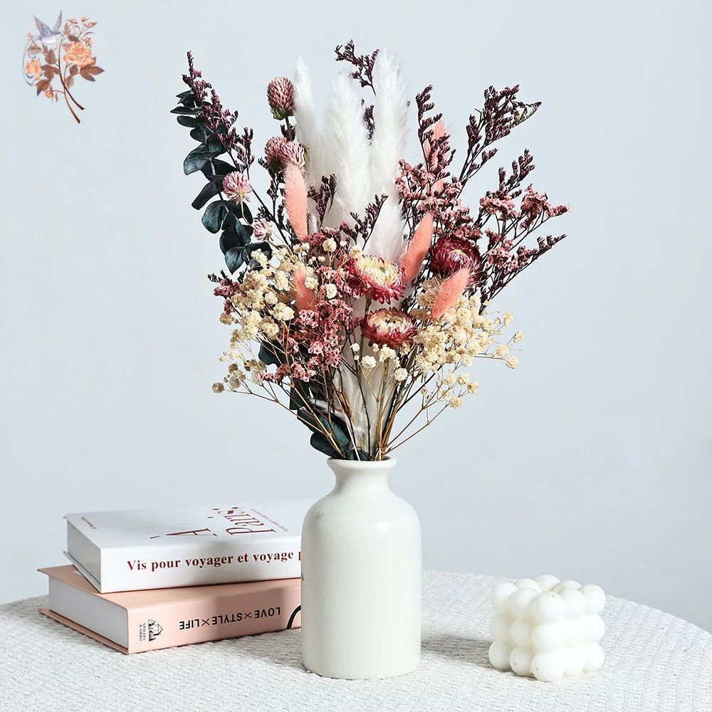 Boho Dried Flower Bouquet Pampas Eucalyptus Wedding Home Decor