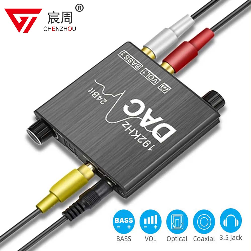 DAC Digital to Analog Audio Converter, SPDIF Optical Toslink Coaxial to Stereo RCA L/R & Jack Output