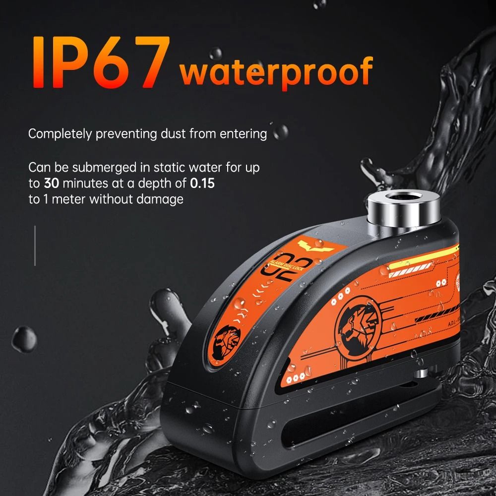 Alarm Disc Padlock Waterproof 120 dB Motorbike Wheel Lock
