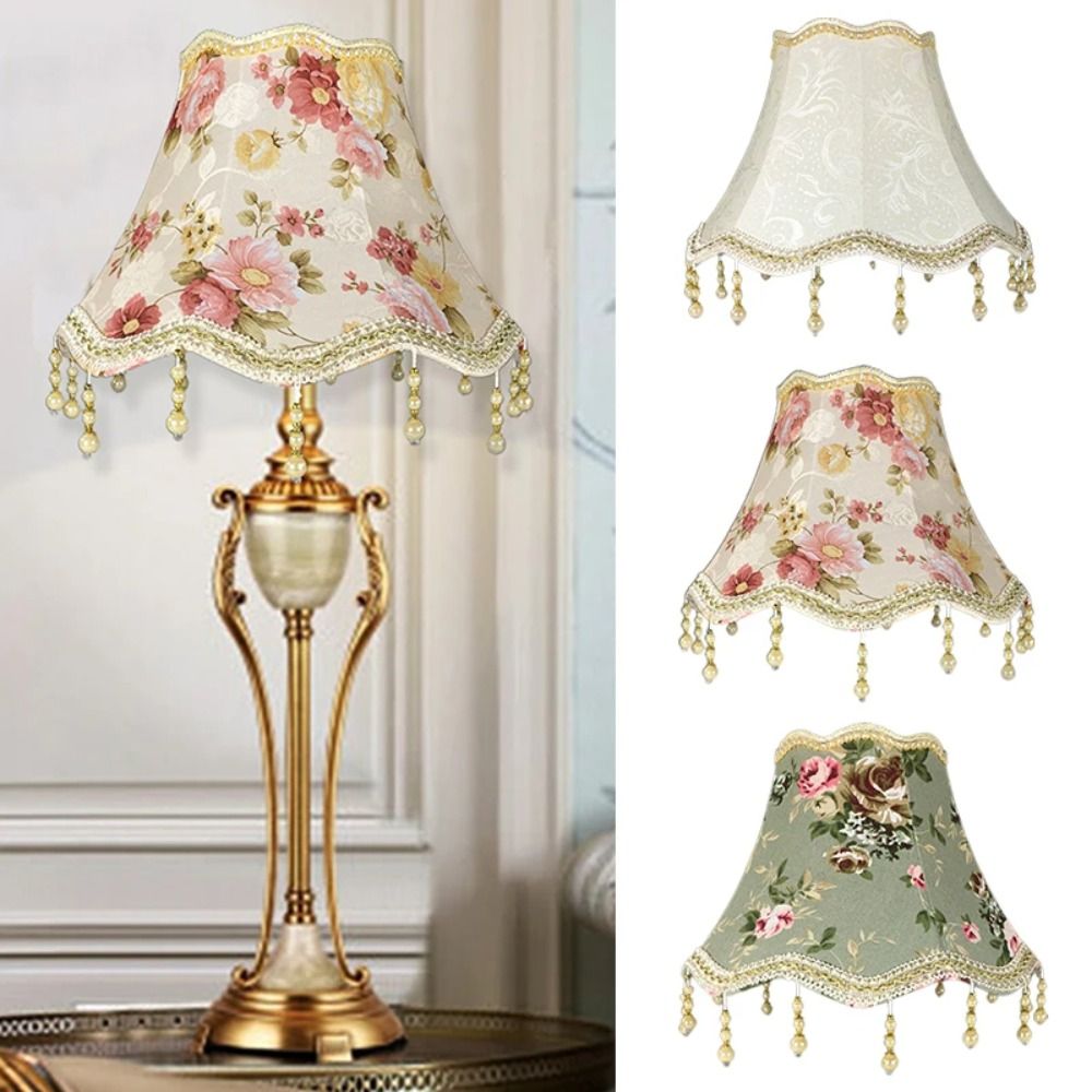 European Pearl Tassel Lampshade Cover for Table Floor Lamp – Elegant Fabric Shade