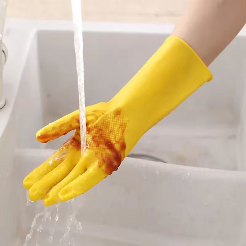 Durable Waterproof Latex Household Gloves - Heavy-Duty Dishwashing & Home Cleaning Gloves