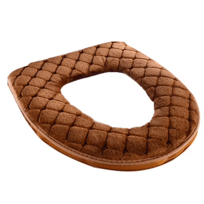 Plush Winter Warm Toilet Seat Cushion – Washable O-Shaped Toilet Lid Cover (14.57 by 17.32 in)