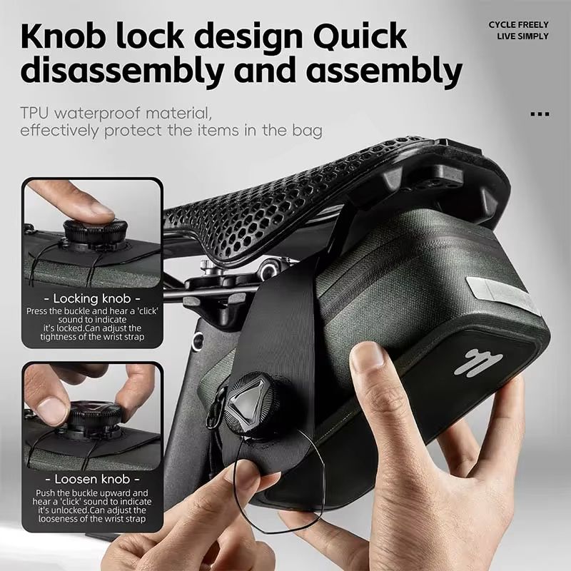 WEST BIKING 0.5L waterproof bike saddle bag Seamless TPU Under Seat Mini Tail Pouch