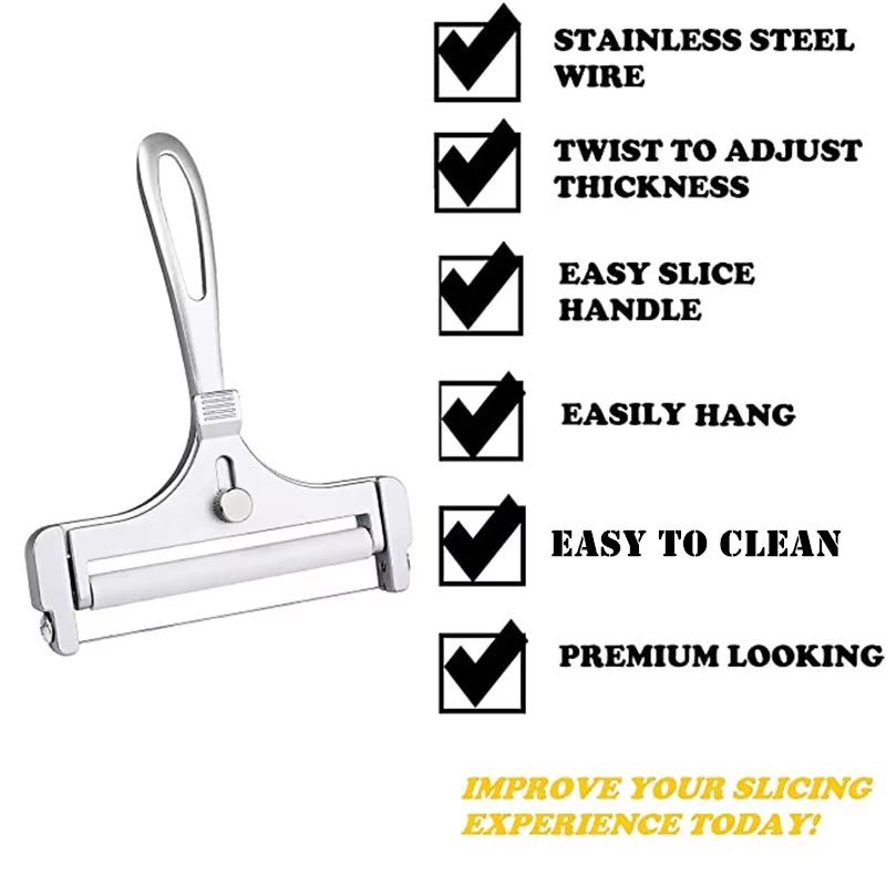 AlumiSlice Adjustable Wire Cheese Slicer – Aluminum Alloy Cutter for Soft & Semi-Hard Cheeses
