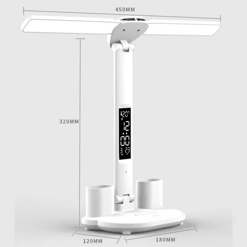 Double-Headed LED Table Lamp – Eye-Protection Reading Light with Smart Display
