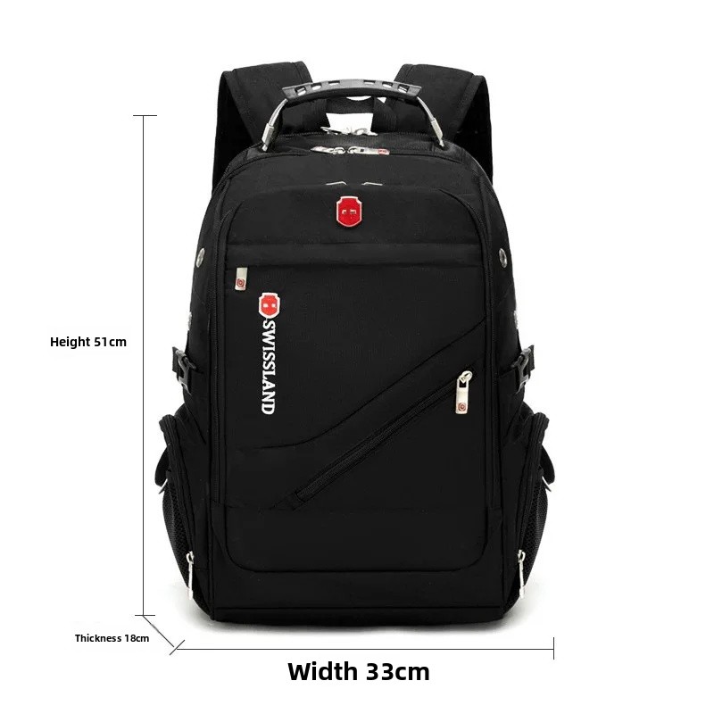 New Men's Business Backpack, Large Capacity Travel Laptop Bag, Double Shoulder Bookbag, Oxford Cloth, Pure Color