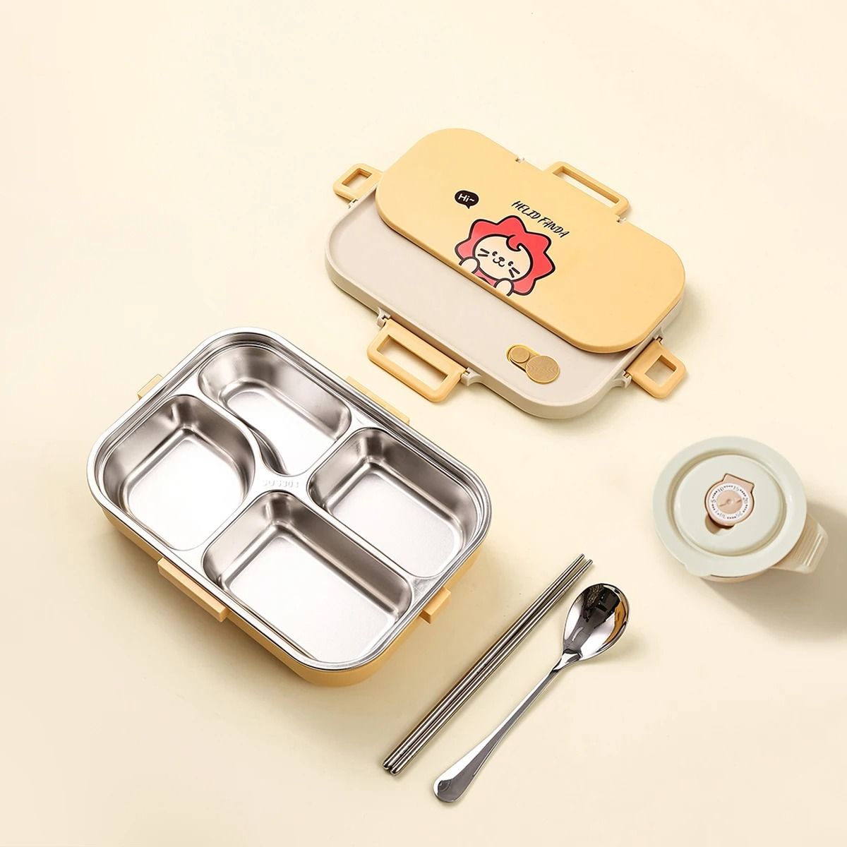 Stainless Steel Divided Lunch Container Large Capacity Bento Lunch Box Set