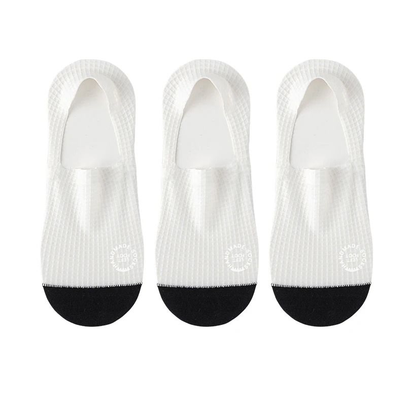 Premium Men's Invisible Boat Socks | 3-Pair High-Quality Waffle Pattern Set