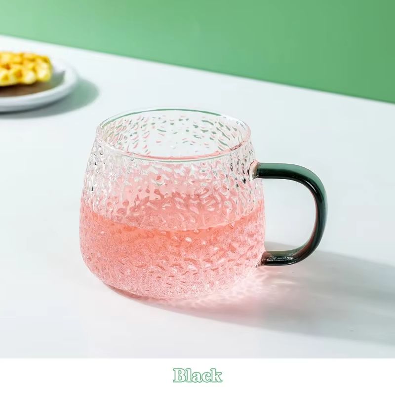 13.53 fl oz Hammer Pattern Heat Resistant Glass Coffee Mug with Handle