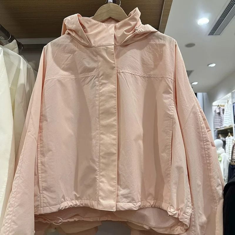 Windproof Stand Collar Jacket Hooded Lightweight Coat