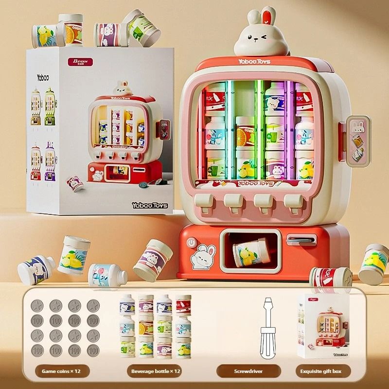 Kids Vending Machine Toy Coin Operated Mini Drink Dispenser