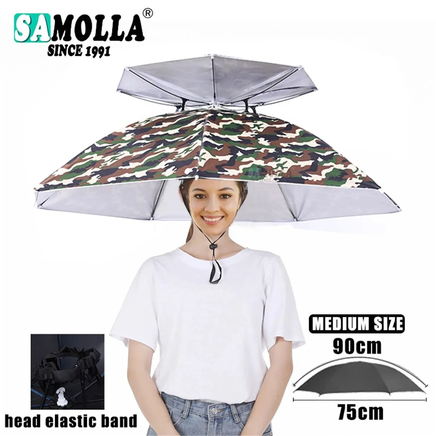 Rain Umbrella Hat Foldable UV Protection Cap
